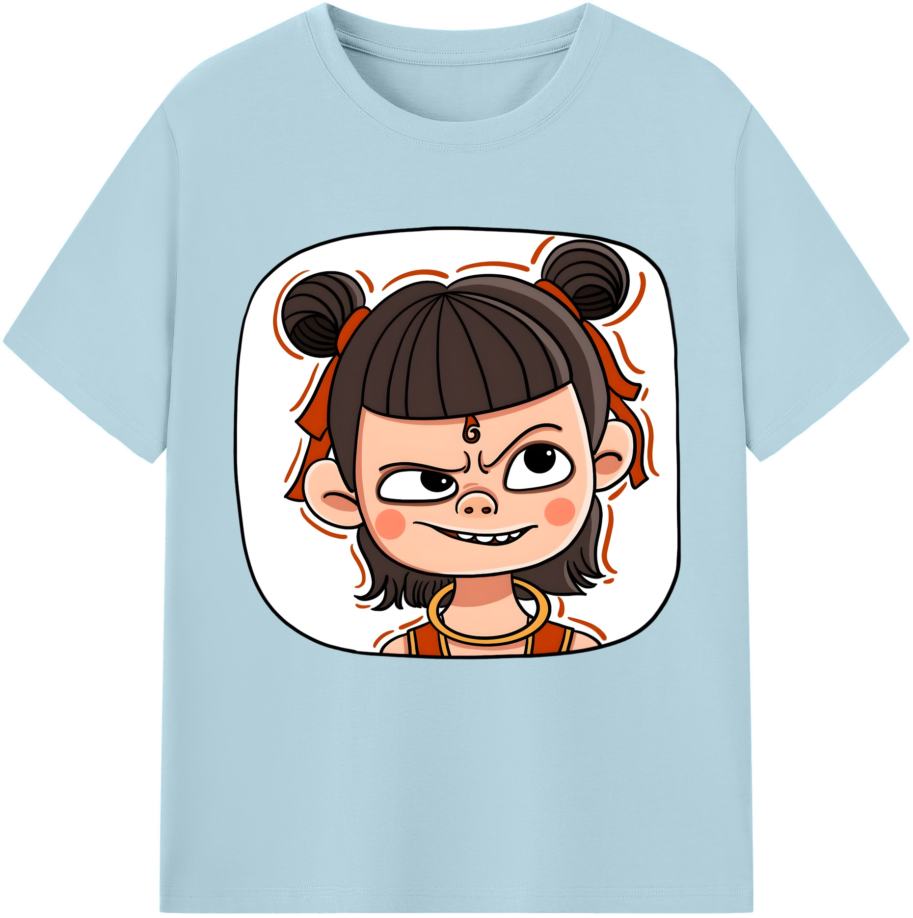 （画像用） Ne Zha 2 ナタ 魔童の大暴れ 綿100％半袖Tシャツ（フロントプリント）